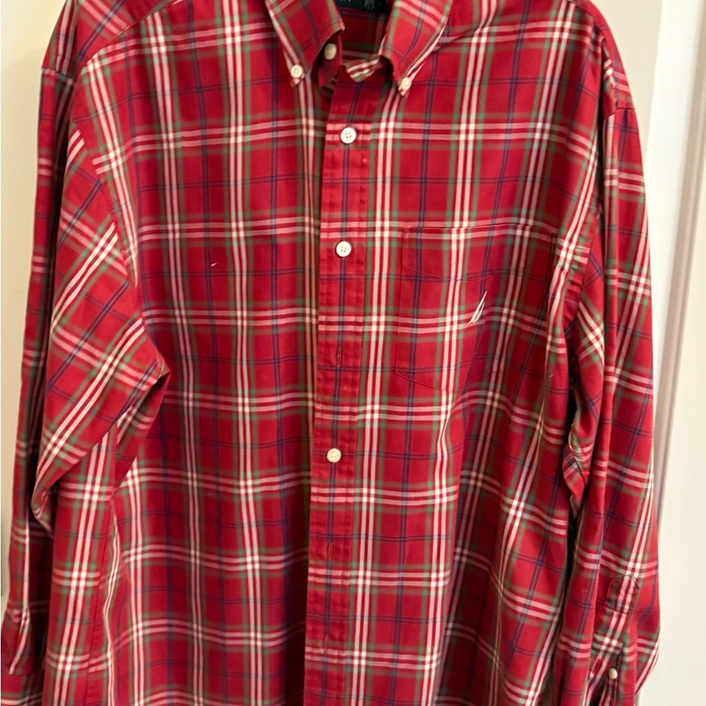 Classic Red Plaid Men's Shirt from Nautica